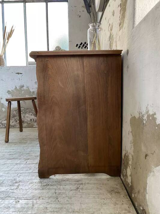 Brutalist desk in elm, signed Aranjou.