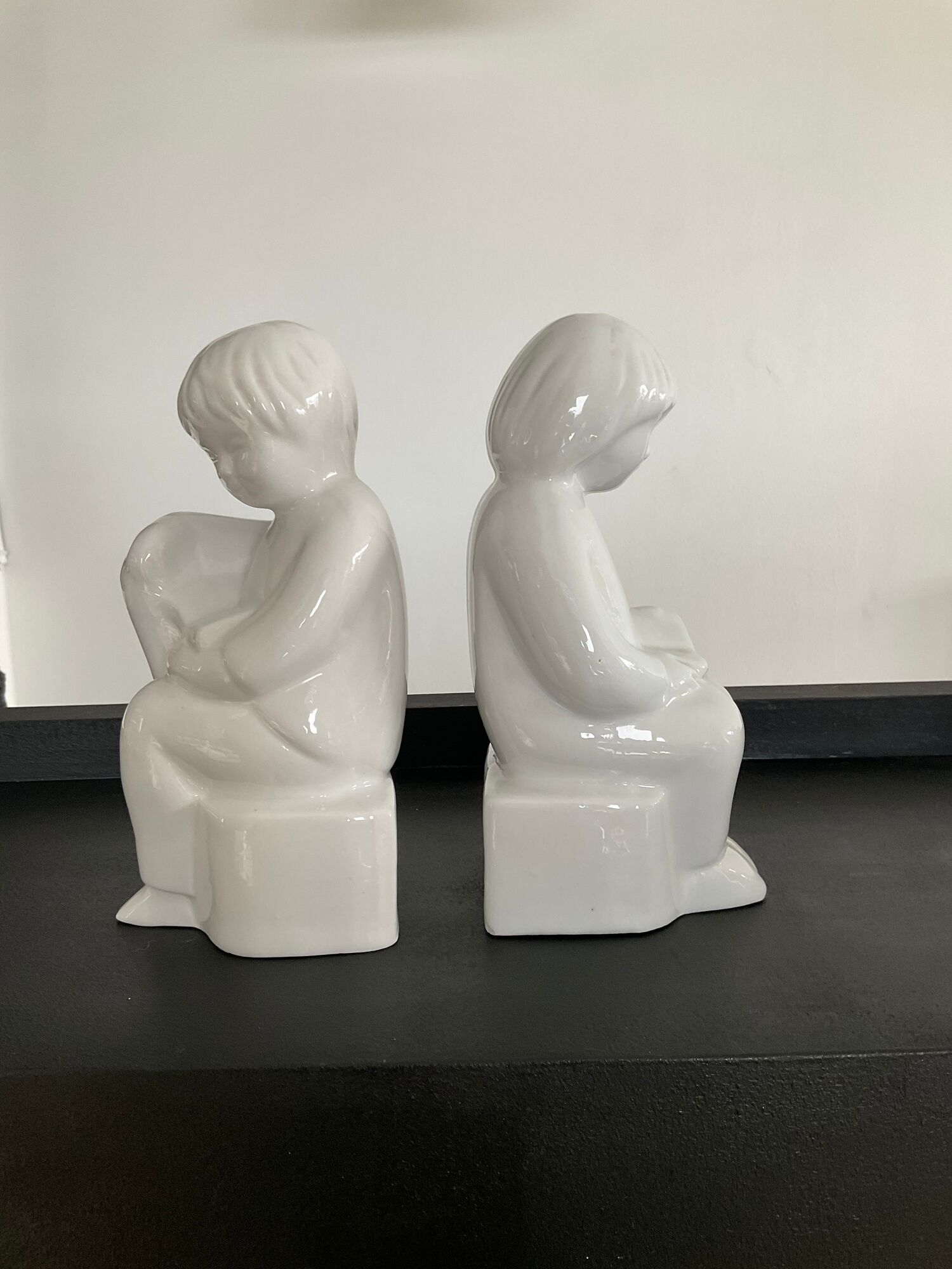Pair of vintage porcelain bookends