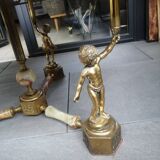 Table basse en laiton marbre et onyx