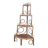 Bibliothèque étagère angle rotin bambou vintage 1960 (peacock / Emmanuelle)