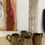 Set of 4 stoneware mugs