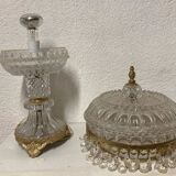Crystal and brass boudoir lamp