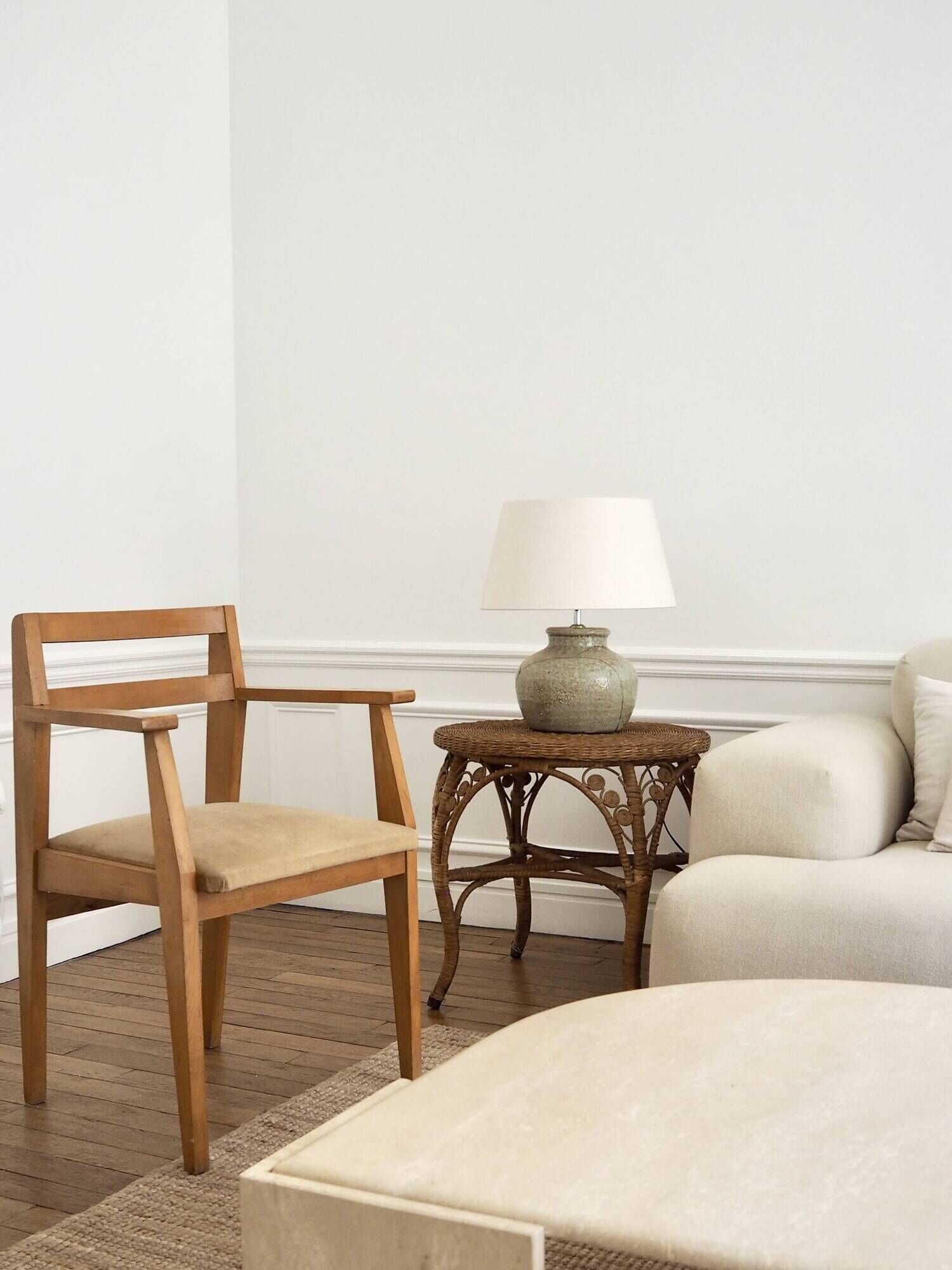 Mid-century armchair in blonde beech