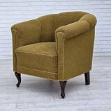 1950s, Danish relax armchair, light green furniture wool, oak wood.