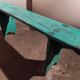 Green patinated farm tree wooden bench