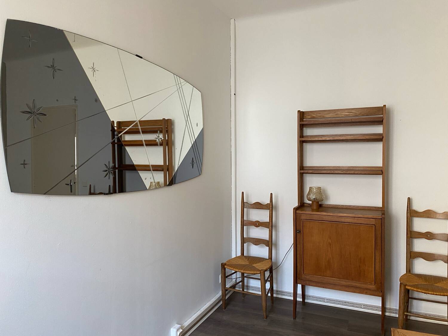 Large two-tone panoramic mirror designed by Marly Frères in Bordeaux CIRCA 1960