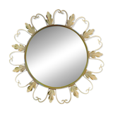 Vintage "witch" mirror - round convex mirror in gold metal