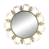 Miroir "sorcière" vintage en métal doré