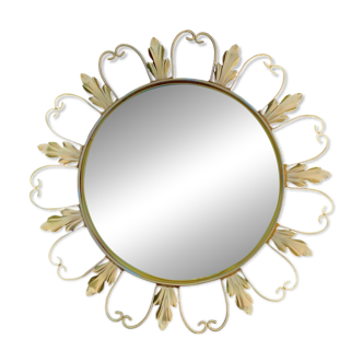 Vintage "witch" mirror - round convex mirror in gold metal