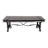 Chestnut bench with sculpted iron from 19th-century Spanish Renaissance.