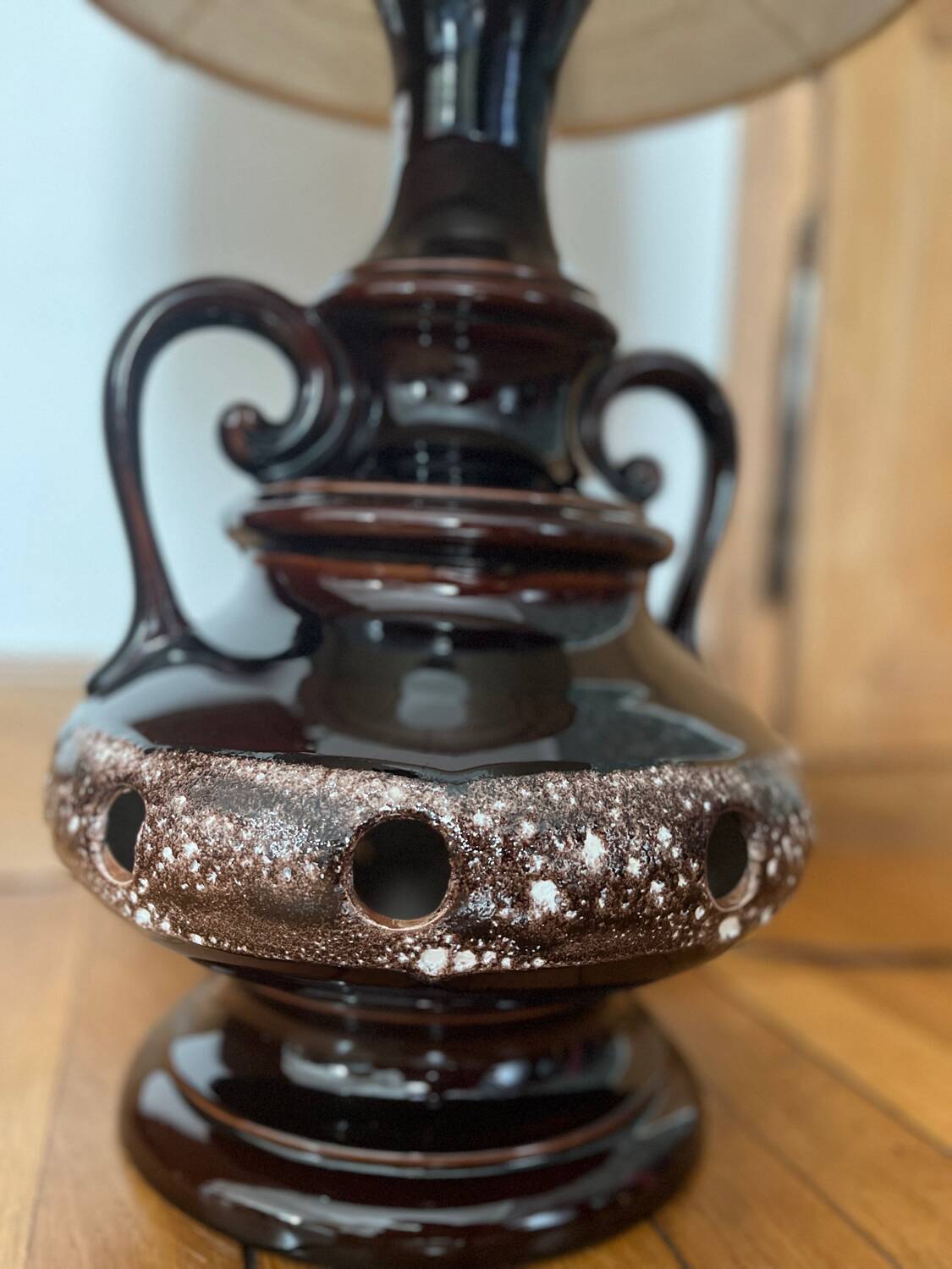 Large vintage 70s ceramic lamp – 1.20m