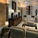 Archimede Seguso Handmade Murano Glass Table Lamp Gold Italian Art Deco 1980s