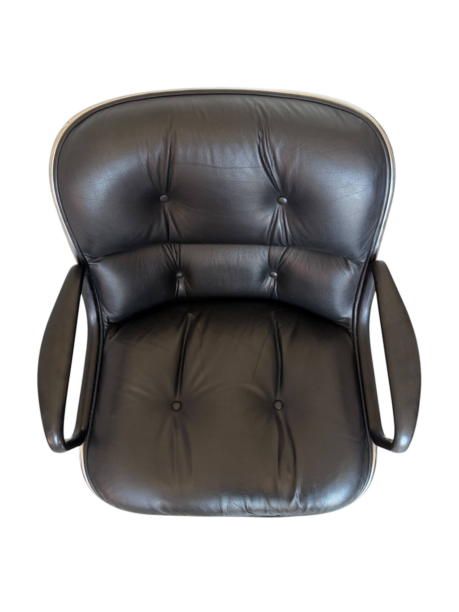 Charles Pollock Knoll Office Chair - Black Leather with Wheels