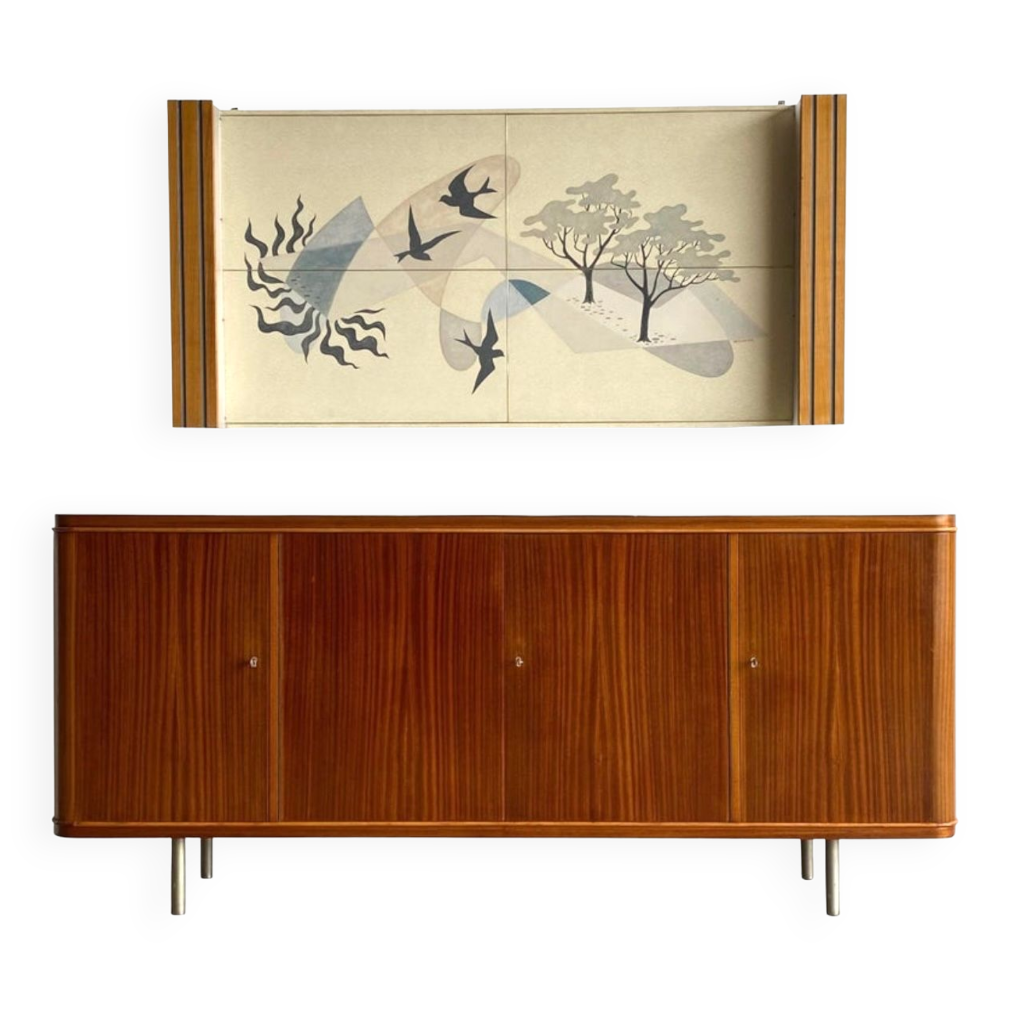 Sideboard and Matching Decorative Art Piece from the Ocean Liner "SS Rotterdam" 1950’s