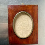 Mahogany wood frame with brass borders