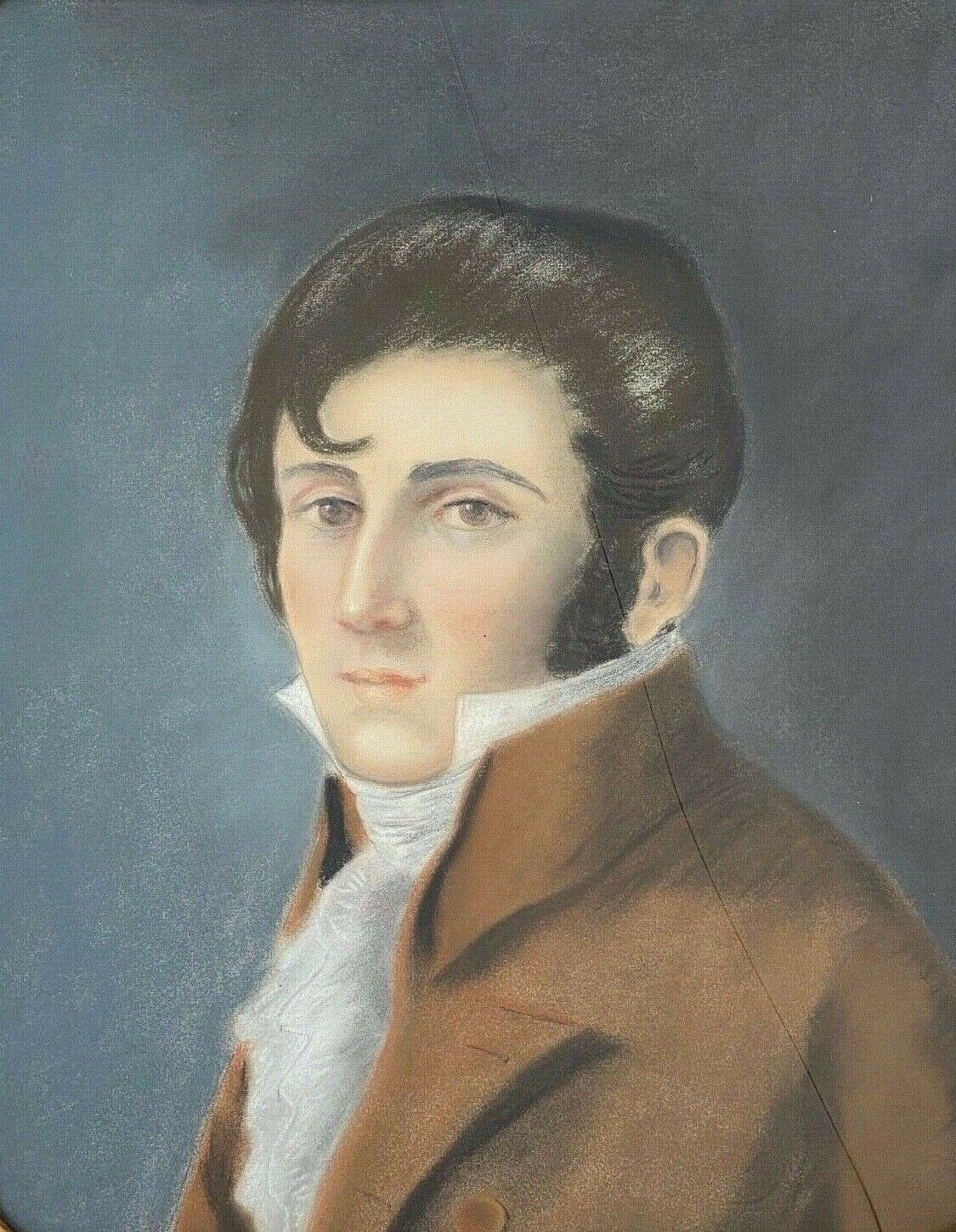 Watercolor on paper portrait 1830 man with the frock coat
