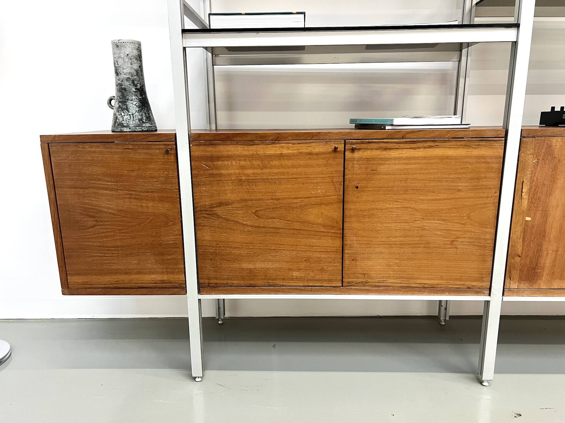 A row of 1980s bookshelves