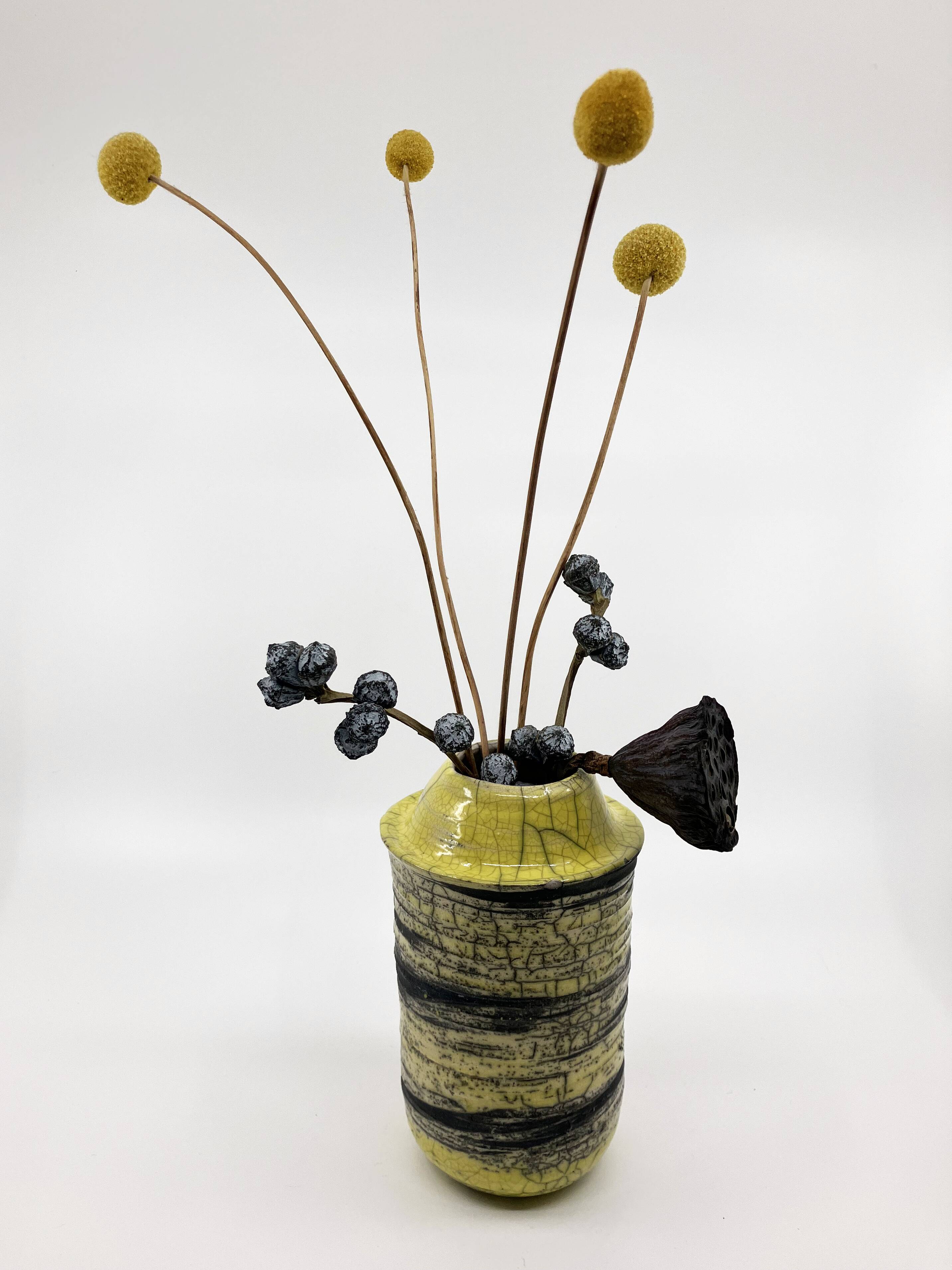 Handmade cracked ceramic vase • 1980s • signed