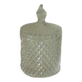 Bonbonniere pot couvert en verre decor pointe de diamant