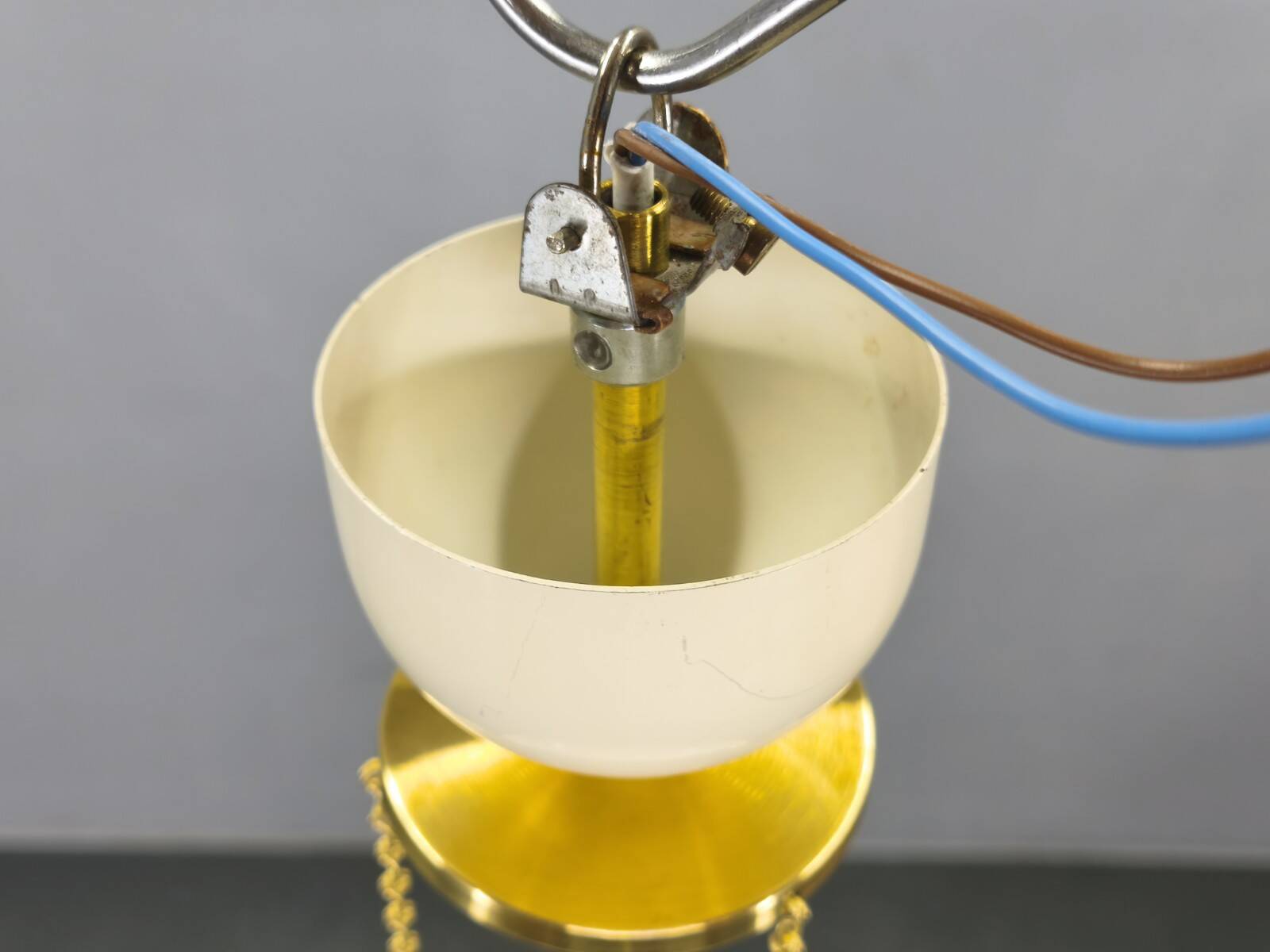 1970s Brass and Lacquered Metal Pendant, Czechoslovakia