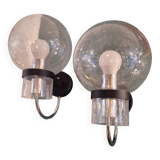 Pair of "Scones" wall lights by Glashütte Limburg 60's 70's