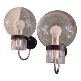 Pair of "Scones" wall lights by Glashütte Limburg 60's 70's