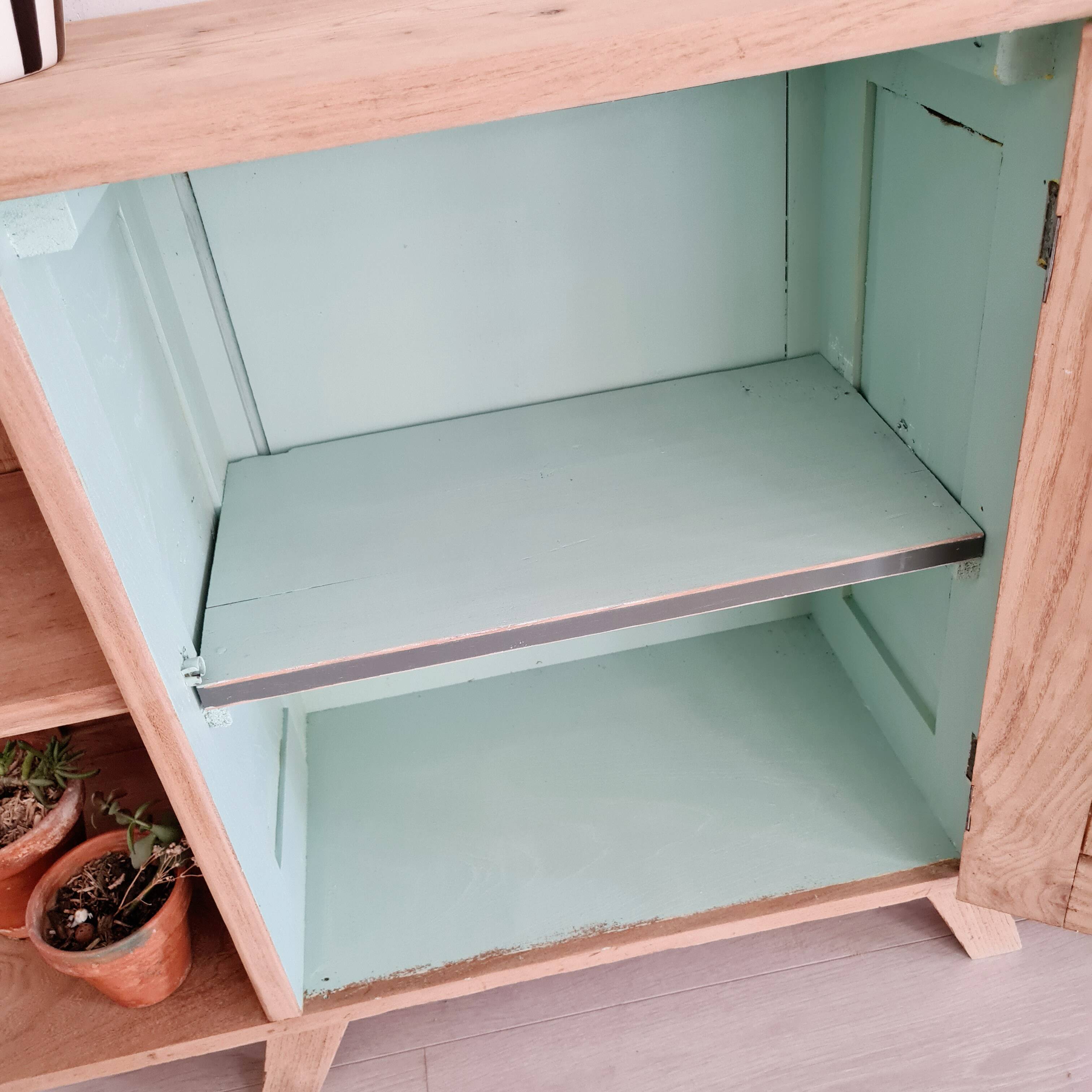 Buffet shelf compass legs renovated oak