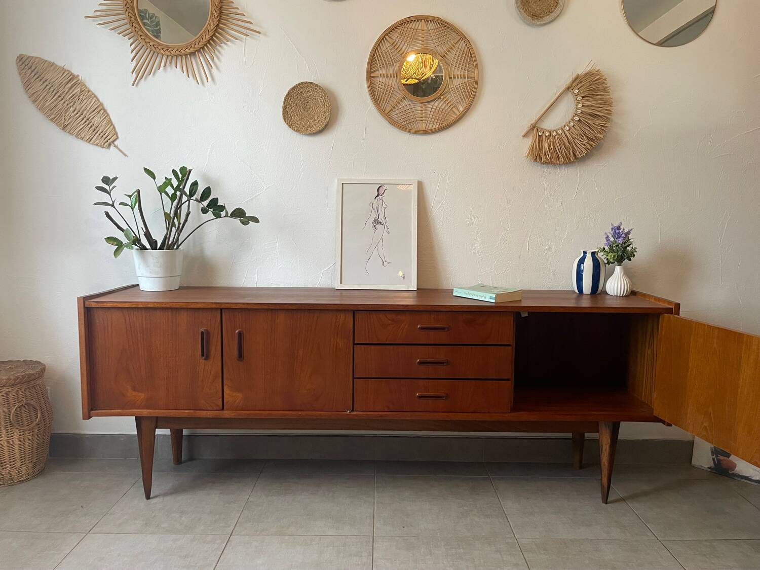 Very beautiful vintage Scandinavian teak sideboard