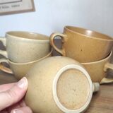 Set of 5 pretty vintage stoneware mugs