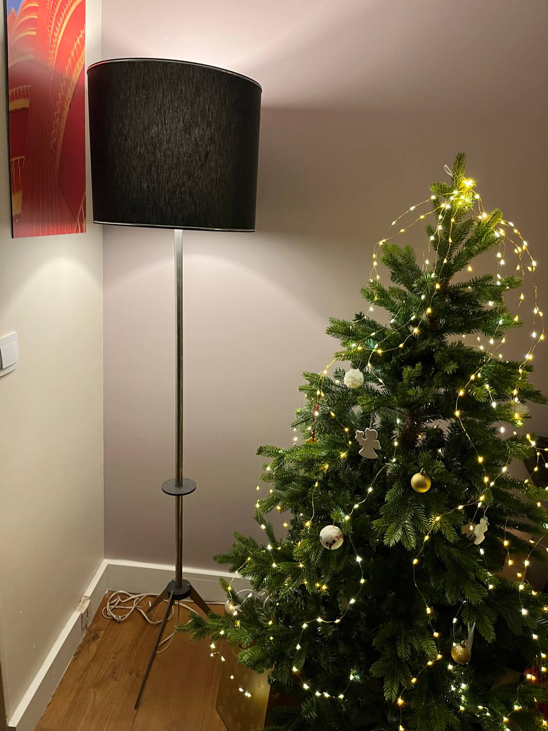Lampadaire noir tripode vintage