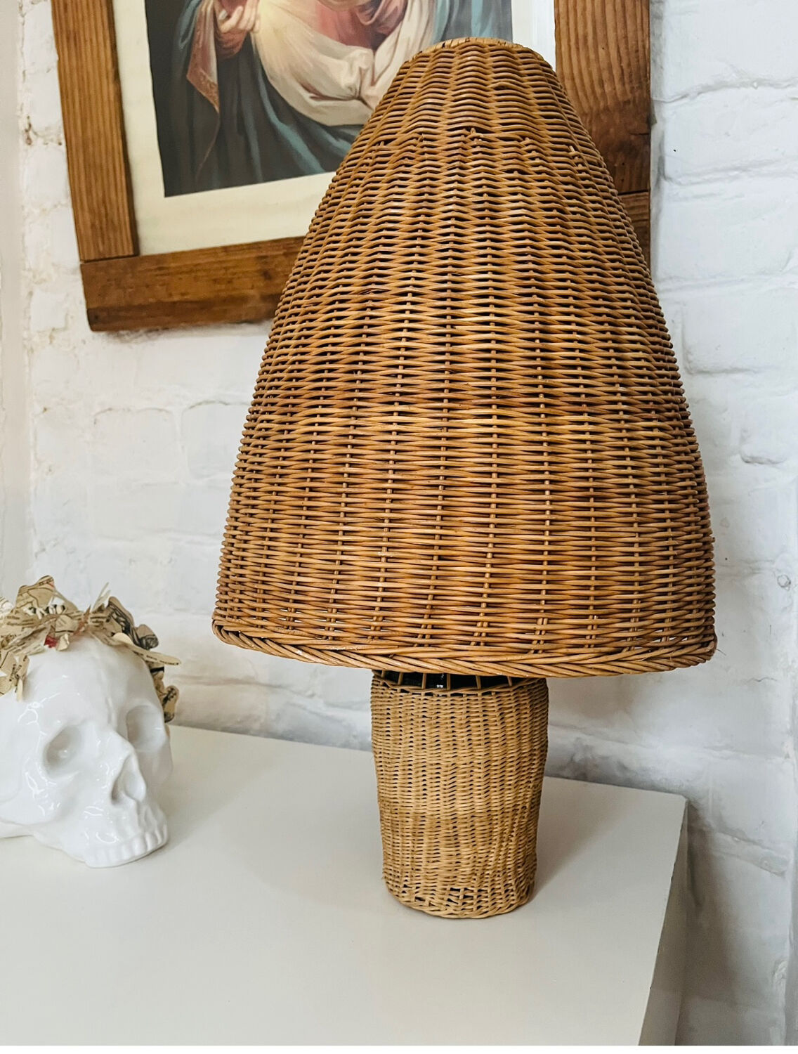 Wicker mushroom lamp