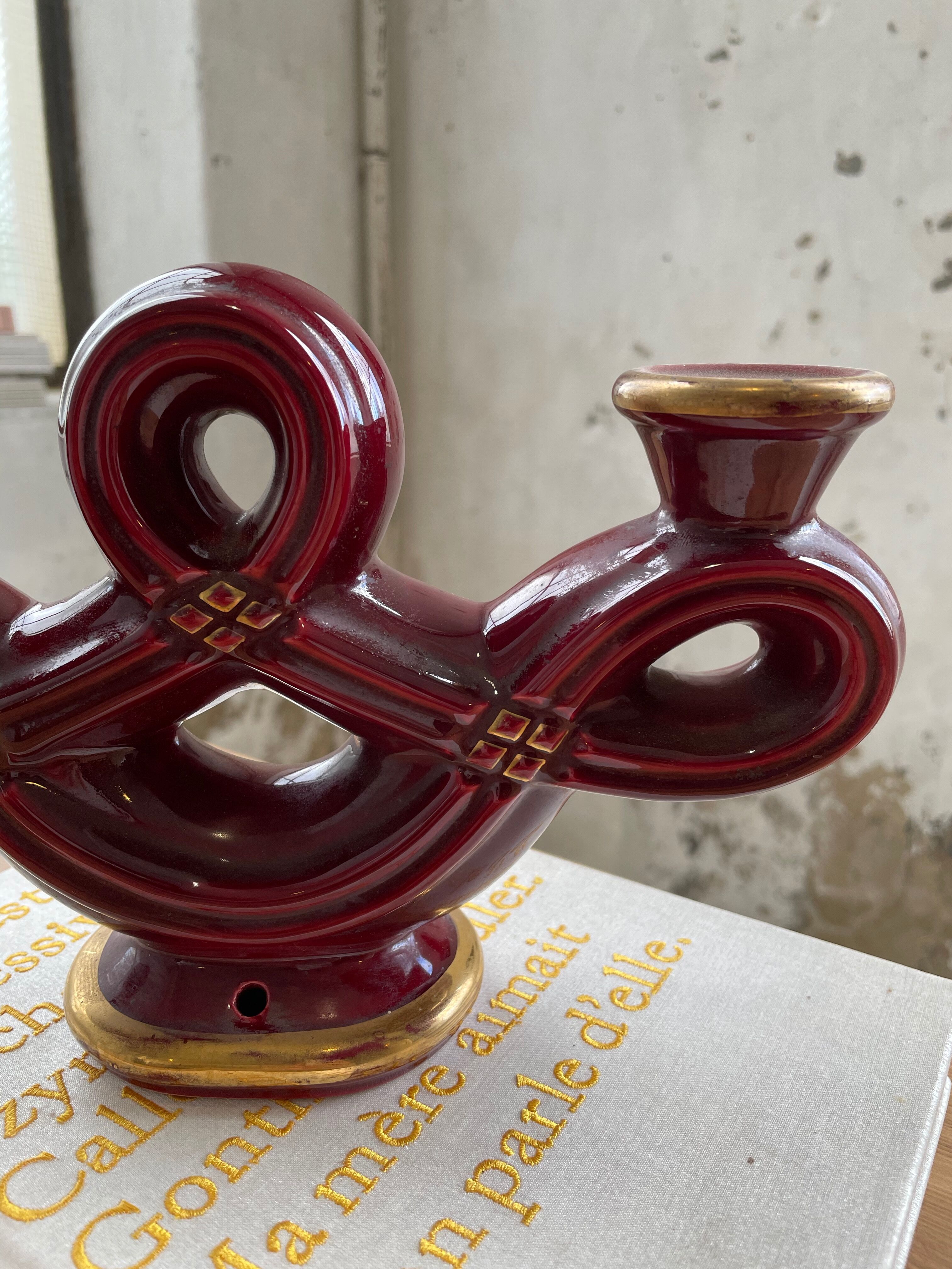 Vintage Vallauris red ceramic candlestick