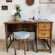 Vintage bamboo and wood rattan desk
