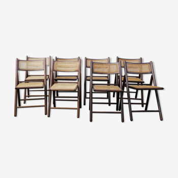 Lot de 8 chaises cannées pliantes