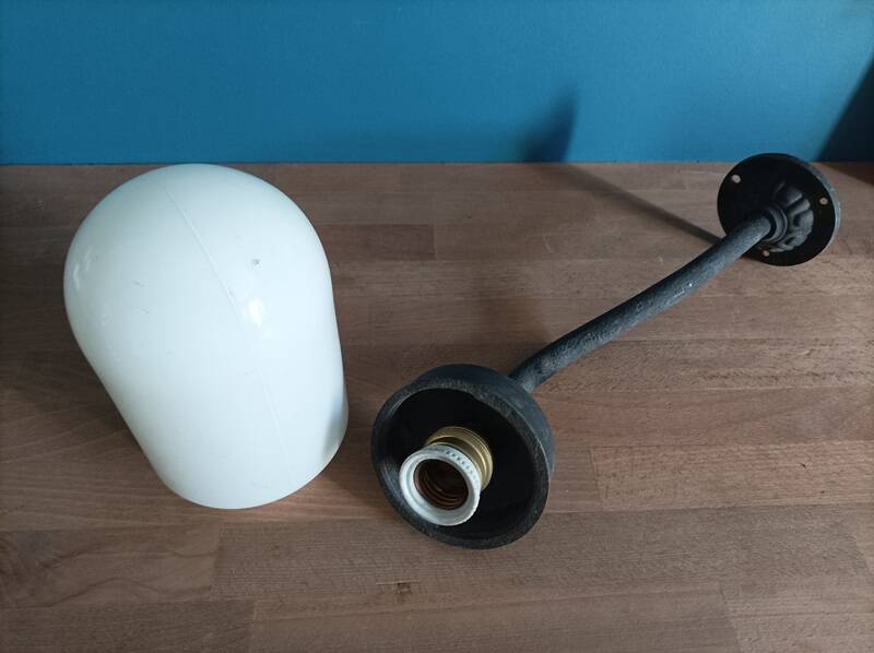 Loft globe opaline wall light with patinated metal base dpc 1123202