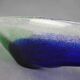 Bol en verre d'art Czechoslovakien Novy Bor bleu et vert, années 1960