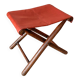 Vintage folding stool Leather & Wood Curule style