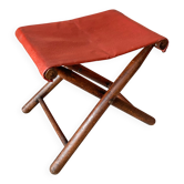 Tabouret pliant vintage Cuir & Bois Style curule