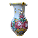 Ancien vase en terre cuite décor bouquet de fleur fait main