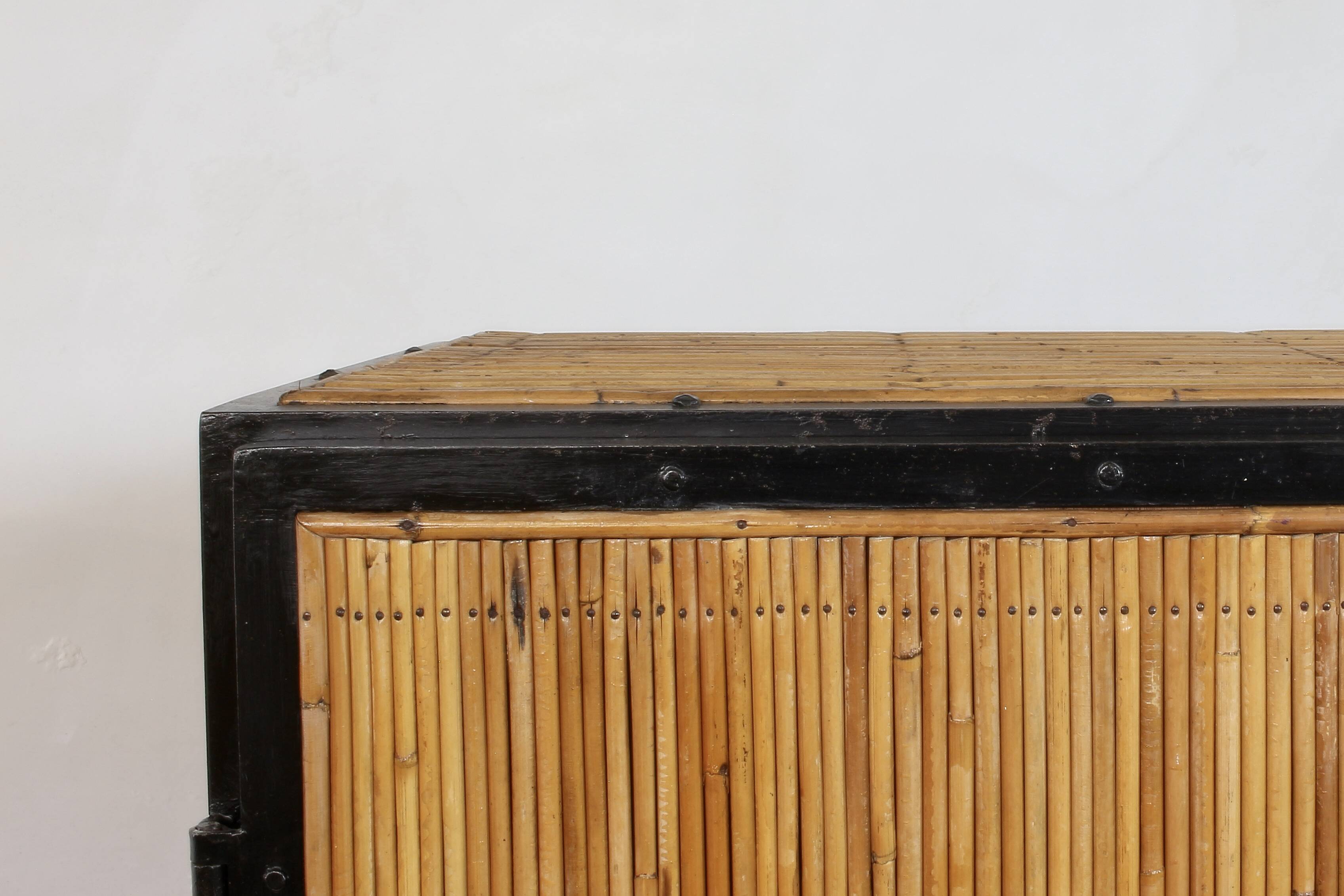 1960s rattan sideboard similar to Audoux & Minnet.
