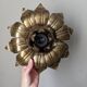 Antique brass lotus flower ceiling light from Italy, Baroque countryside