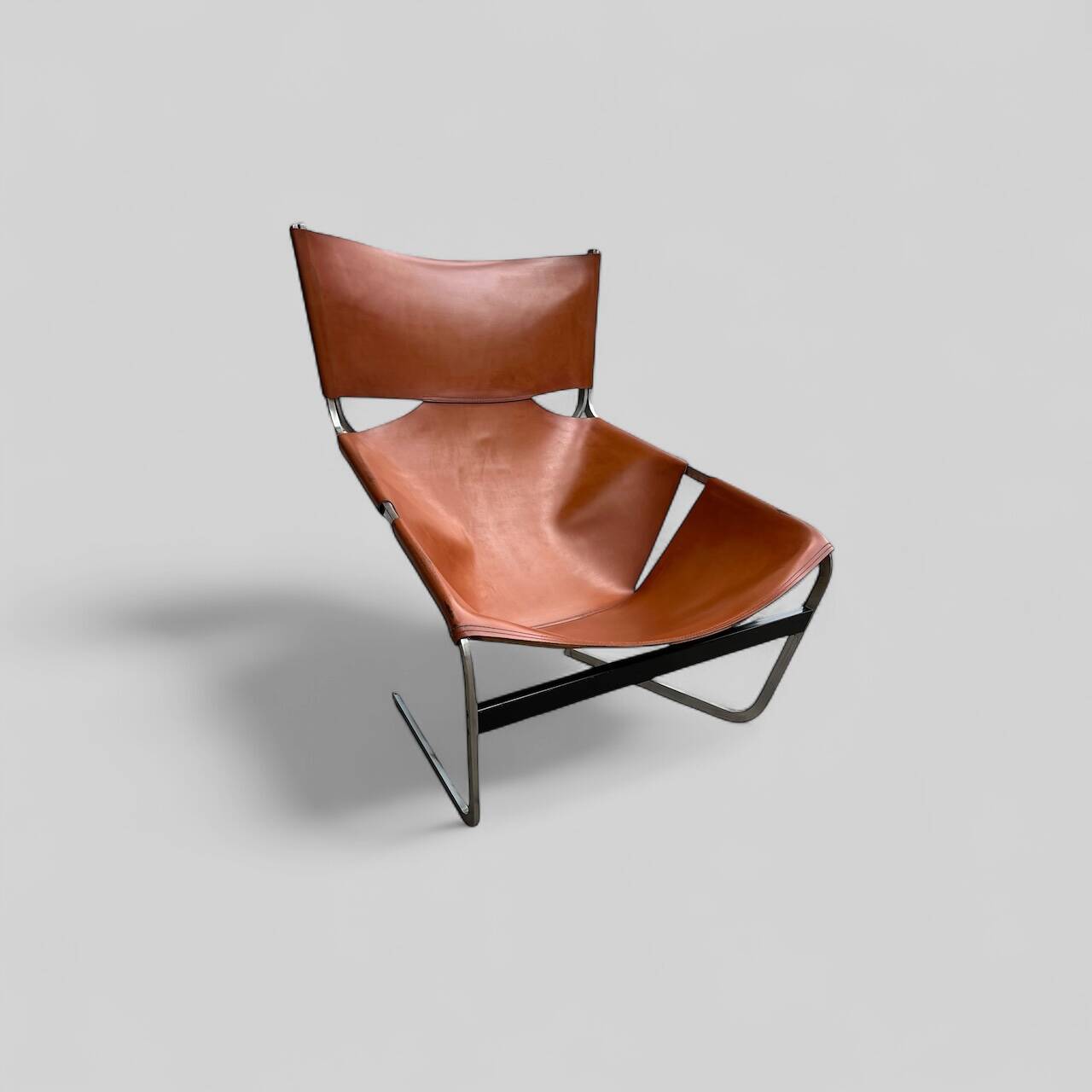 F444 lounge chair in cognac leather by Pierre Paulin for Artifort