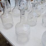 Set of 18 glass and crystal carafes
