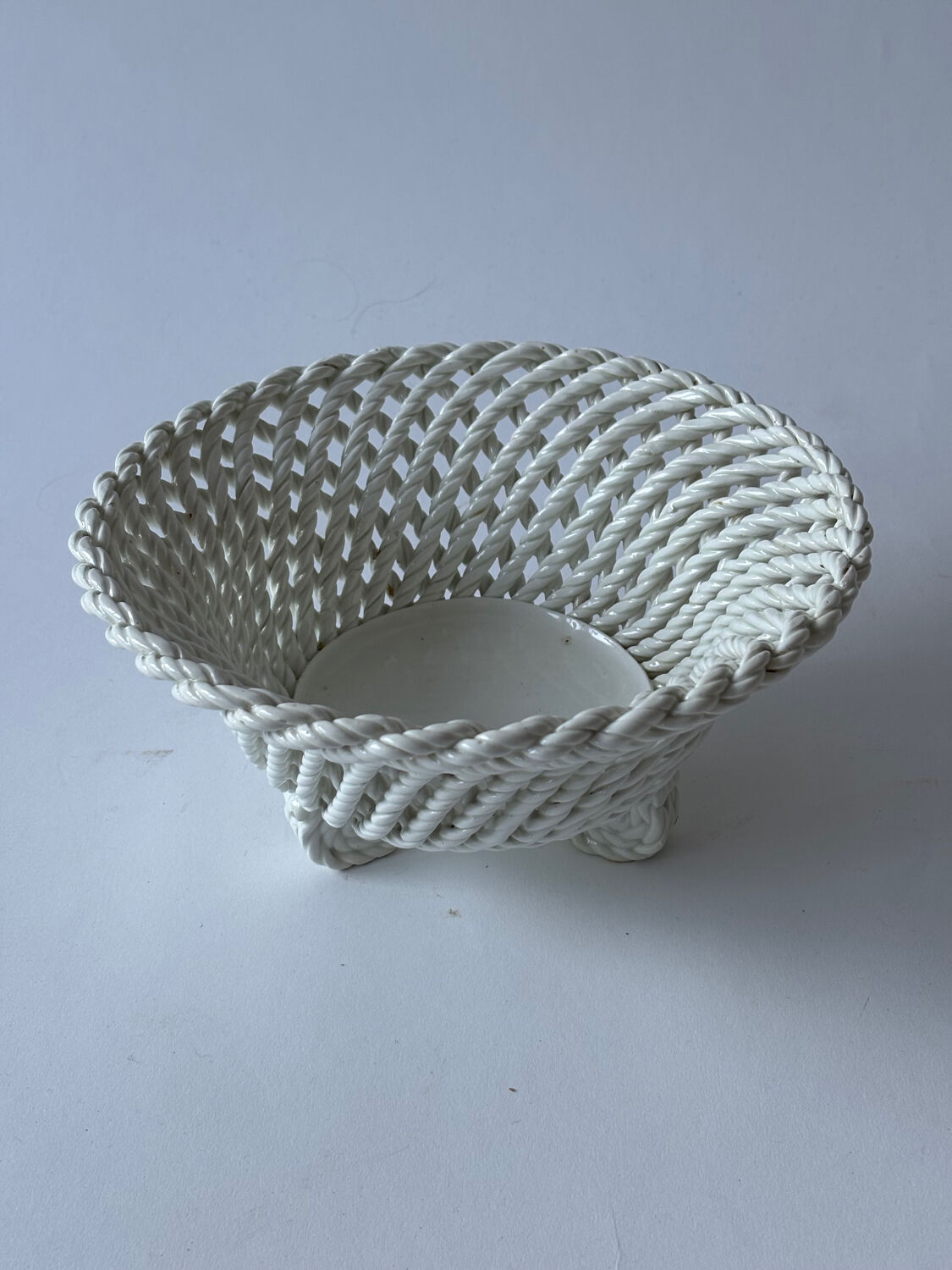 Antique twisted ceramic basket, 1930