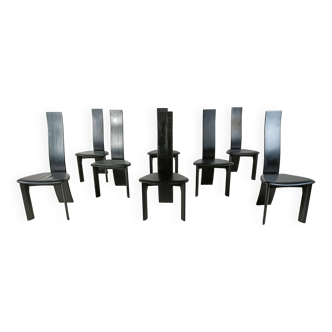 Ensemble de 8 chaises à manger par Rob & Dries van den Berghe, années 1980 - set de 8