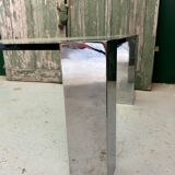 Table basse vintage moderniste en verre et chrome