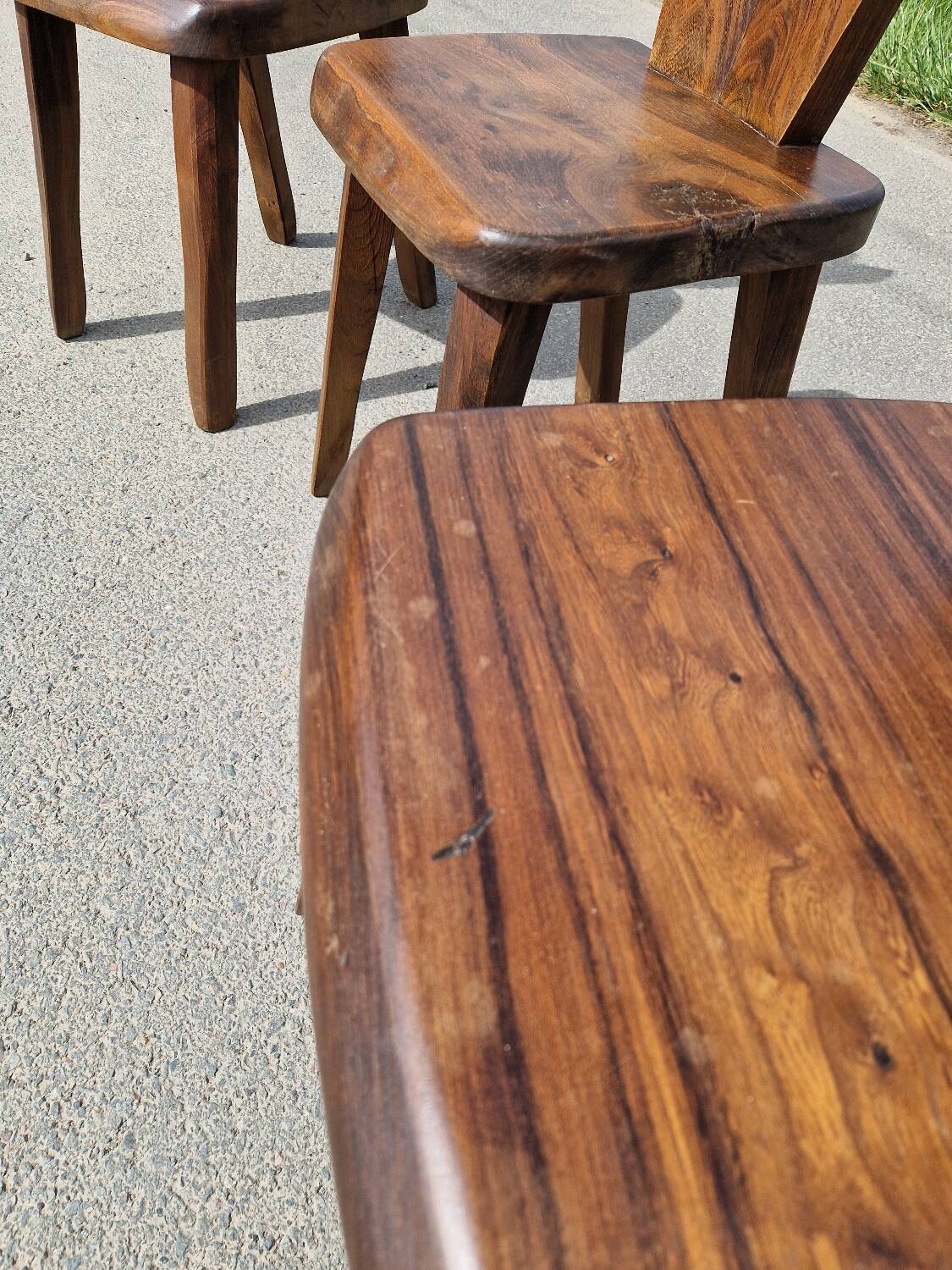 Lot de 3 chaises brutaliste Aranjou style olavi Hanninen