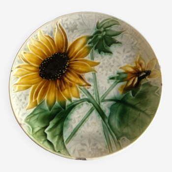 Assiette tournesols barbotine