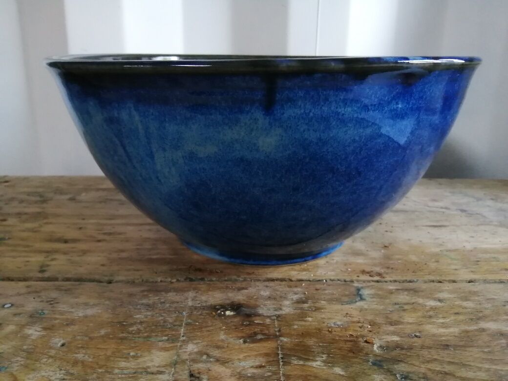 Intense blue ceramic salad
