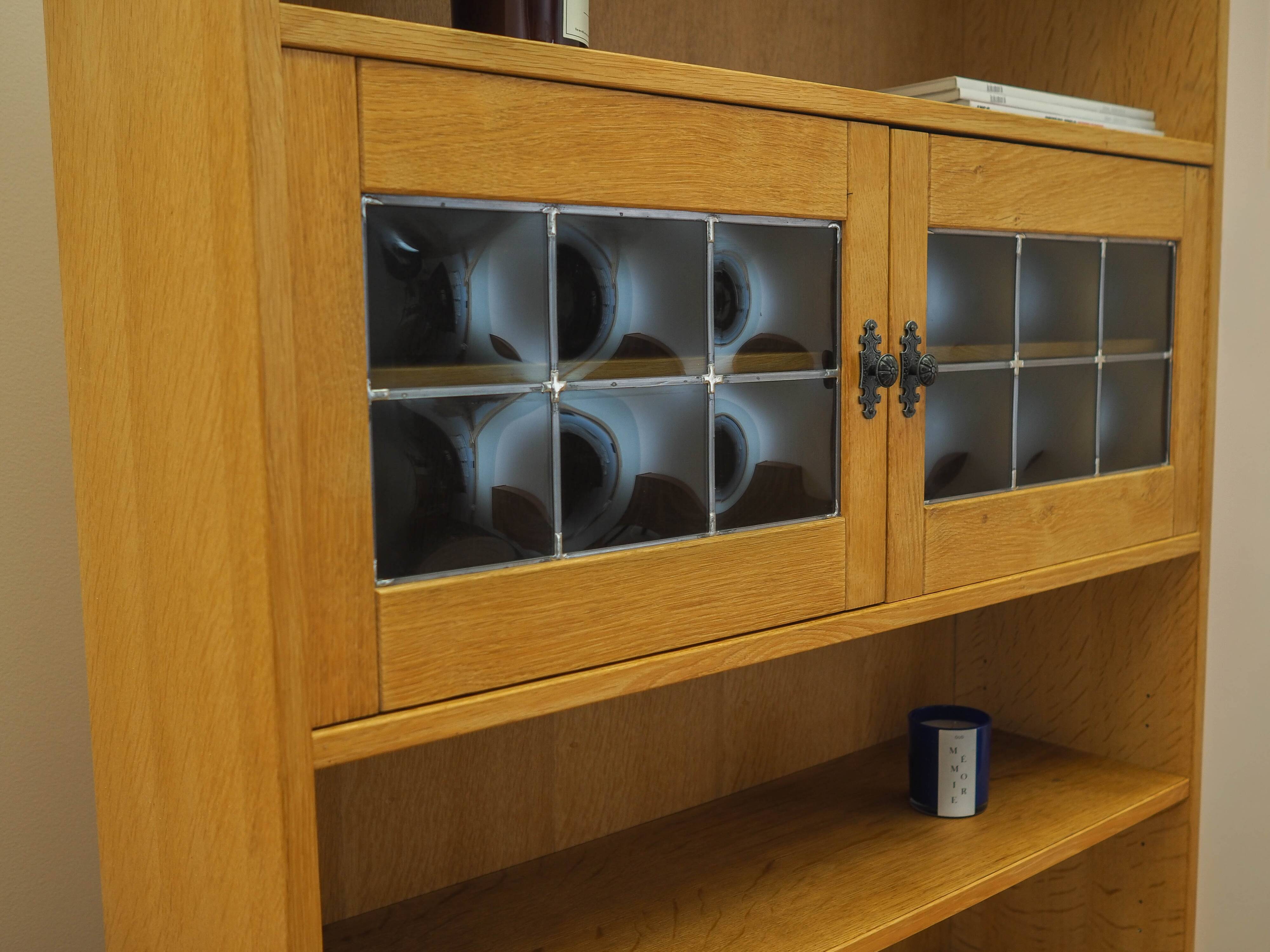 Henning Kjærnulf Oak Bookcase with Glass Doors, Danish 1960s